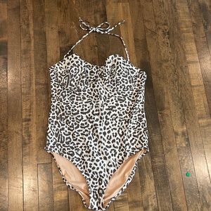 J crew leopard swimsuit with removable straps